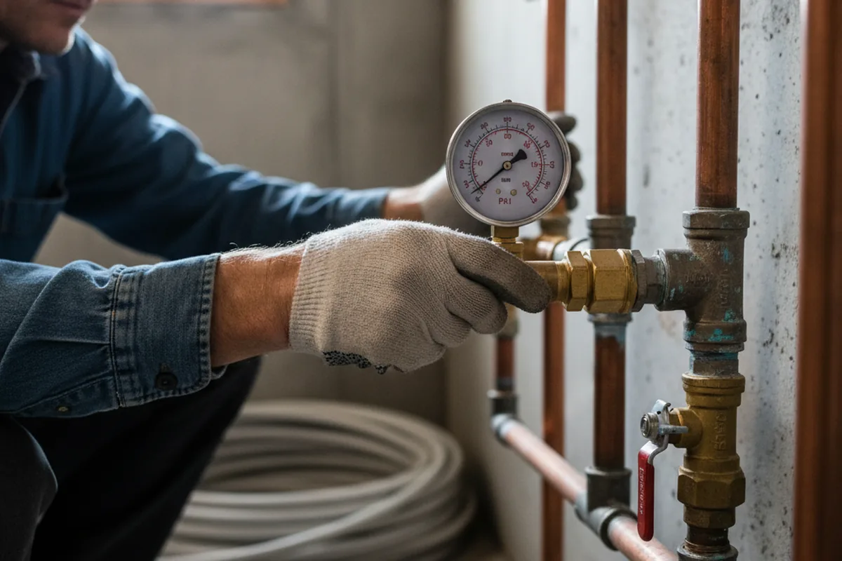Pressure testing a repaired line during Water Line Repair in Pine Valley
